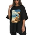 thumbnail image 4 of Plus Size Shirt for Women Black Tops for Women Short Sleeves Shirt for Women Seaside (71) T Shirt Crewneck Shirt for Women 5XL, 4 of 5