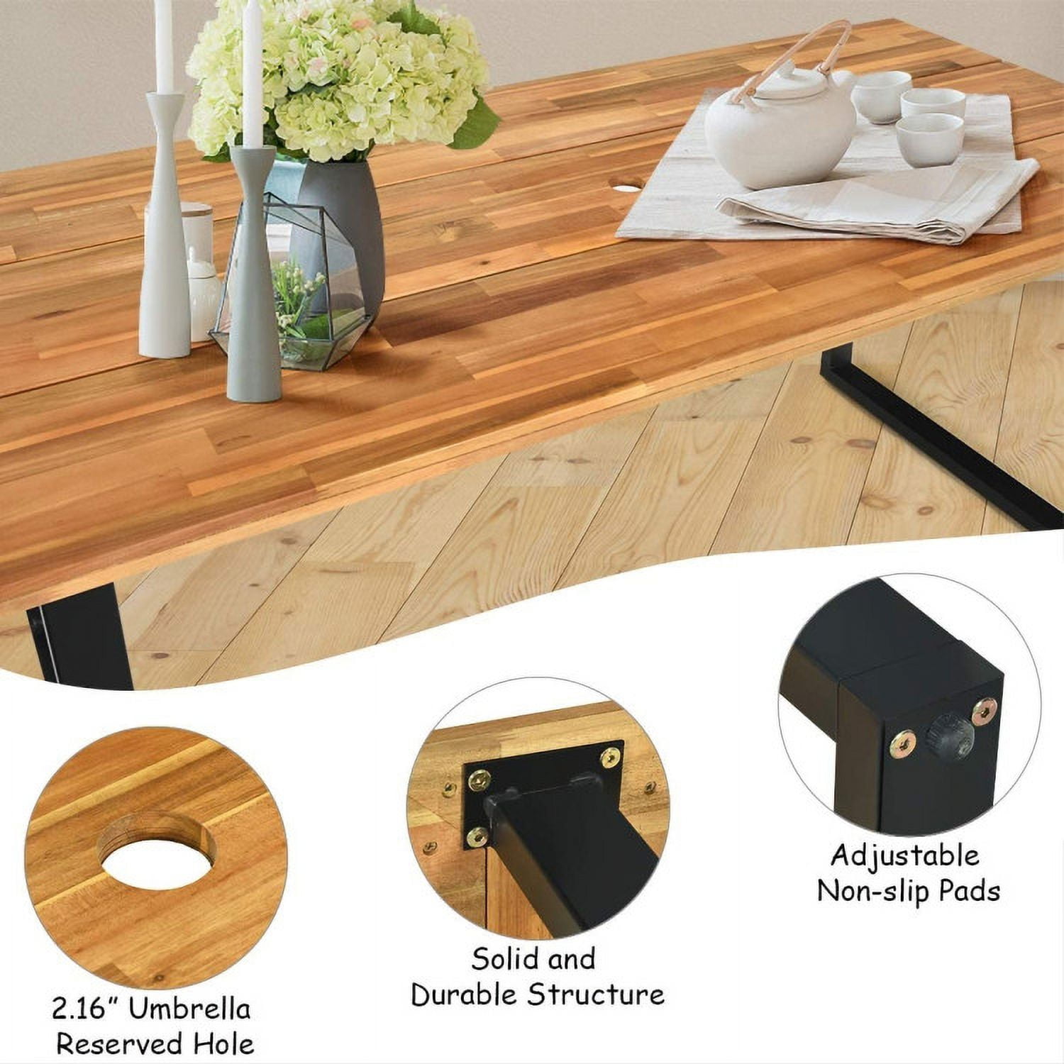 Aimee Lii 7 Pieces Outdoor Dining Set with Large Acacia Wood Table Top, Outdoor Patio Furniture Aimee Lii 7 Pieces Outdoor Dining Set with Large Acacia Wood Table Top, Outdoor Patio Furniture