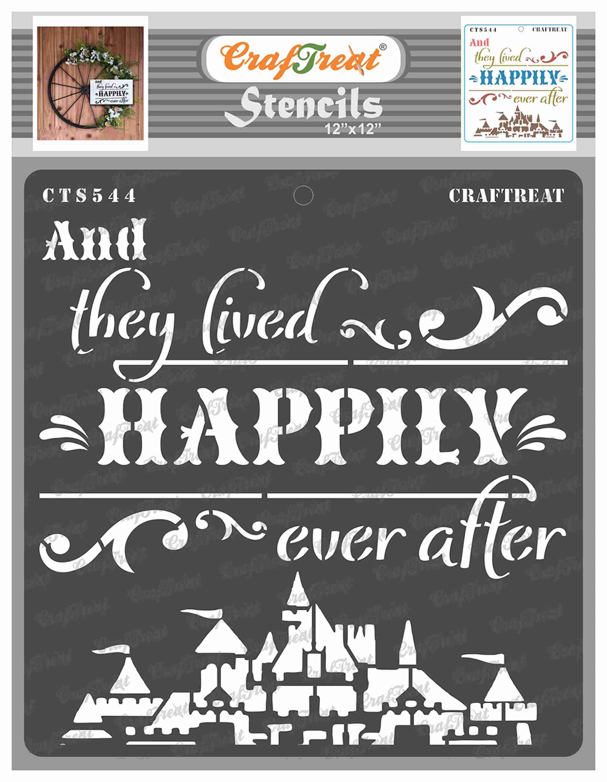 CrafTreat Happily Ever After Stencil for Painting and Crafting - 12"x12 ...