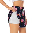 thumbnail image 1 of Balery Cartoon Donut Planets Pantalones cortos deportivos para mujer con forro y dos bolsillos, elásticos, para entrenamiento, gimnasio, yoga-Large, 1 of 7