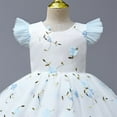 thumbnail image 4 of Vedolay Mini Dress Girls Flower Bead Wedding Dress Pageant Tulle Party Gown,Light Blue 130/8Y, 4 of 5