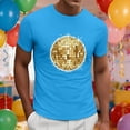 thumbnail image 2 of IWRICH Men's Disco Graphic Printed Crew Neck T Shirts Short Sleeve Casual Tees Mardi Gras Tops Blue M, 2 of 5