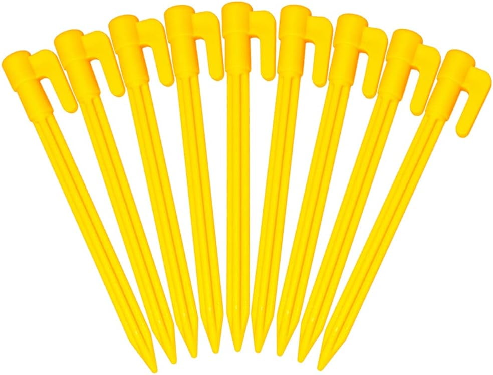 Plastic Tent Pegs Garden Landscape Stakes for Anchoring Garden Netting, Camping Tents, Rain Tarps and Landscape Fabric Lawn Edging