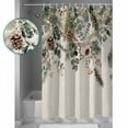 thumbnail image 4 of Christmas Winter Shower Curtain, 36" x 72", Pine Tree Berry Eucalyptus Retro Linen Waterproof Bathroom Curtain Washable Shower Curtain Set with 12 Hooks, 4 of 6