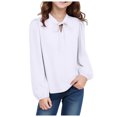 thumbnail image 4 of VUHXZWAF Long Sleeve Shirts for Girls Lace Up Elegant Blouse Kids Trendy Clothes Daily Wear Size 13-14 Years, 4 of 4