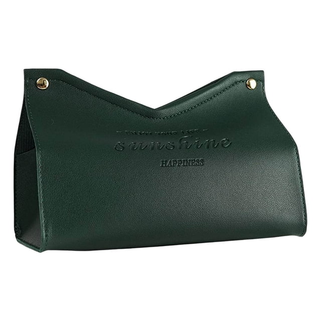 ziyahi Modern Tissue Box Holder PU Leather Triangle for Dresser Bathroom Decoration Green