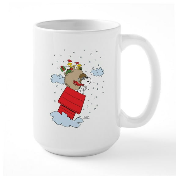 CafePress - Flying Ace Santa Mug - 15 oz Ceramic Large White Novelty Mug
