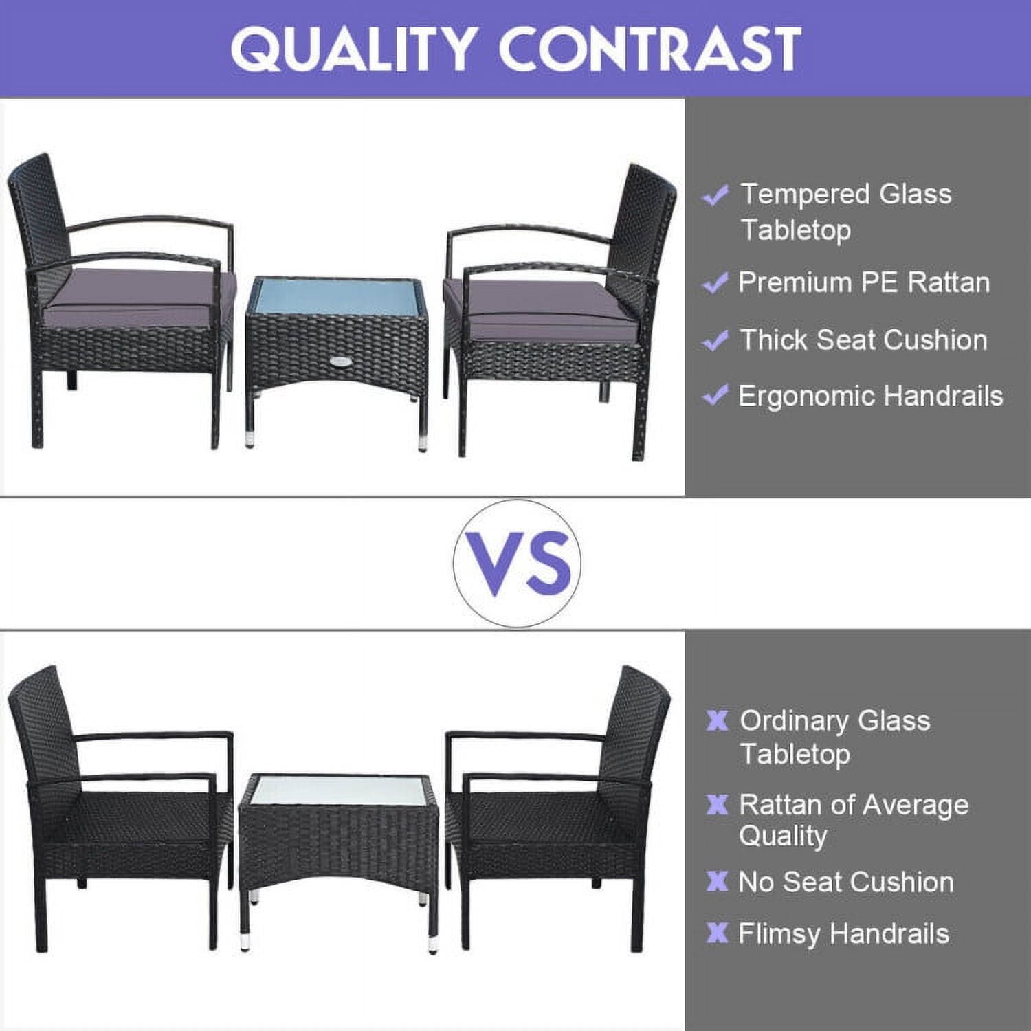 Aimee Lii 3 Pieces Patio Wicker Rattan Furniture Set with Cushion for Lawn Backyard, Rattaner Outdoor Patio Furniture, Gray Aimee Lii 3 Pieces Patio Wicker Rattan Furniture Set with Cushion for Lawn Backyard, Rattaner Outdoor Patio Furniture, Gray