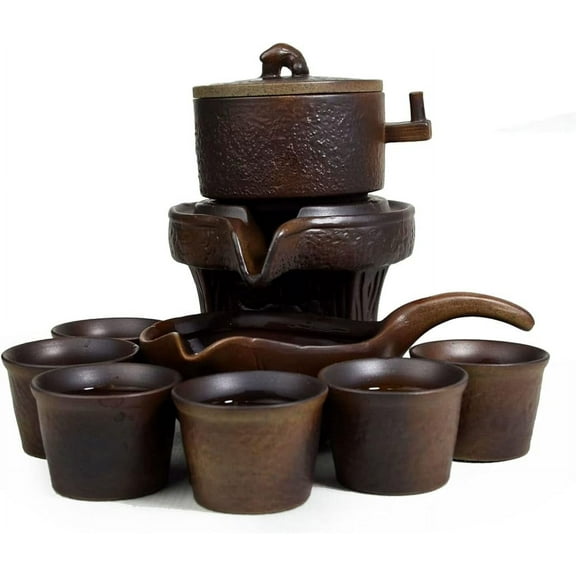 Teapot Teacup Set Chinese Dragon Gongfu Tea Tools Pot Cups Semi-automatic millstone Fengshui