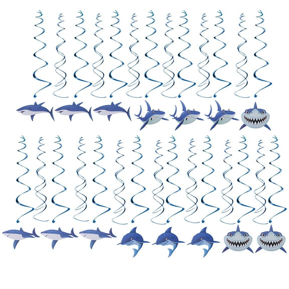 MUSEYA 30PCS Ocean Animal Theme Decorations Shark Supplies Hanging Swirls Paper Party Supplies for Birthday Parties