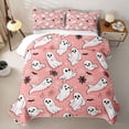 thumbnail image 2 of Homewish Cartoon Halloween Ghost Twin Quilt Set,Spider Web Bat Pattern Twin Coverlet Set,Blush Pink White,2-Piece, 2 of 7