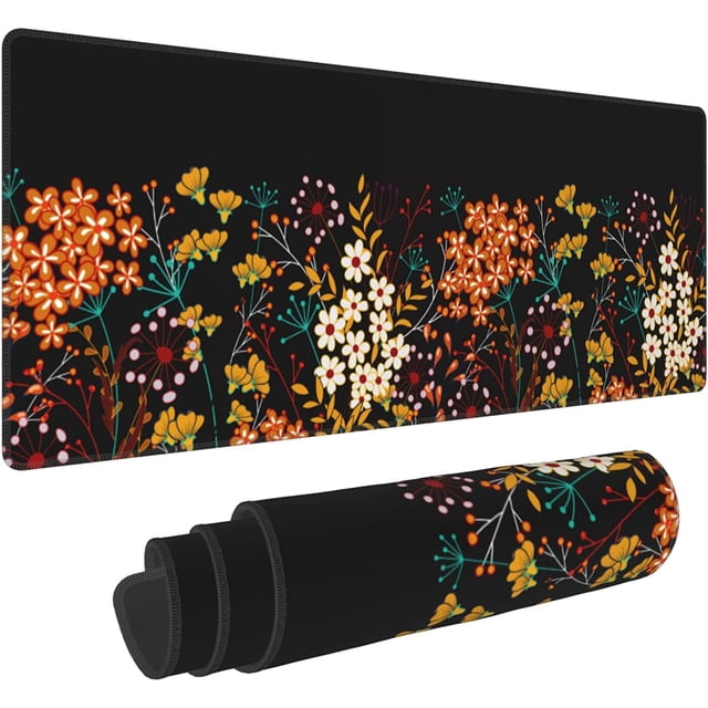 Extended Gaming Mouse Pad (31.5x12 in), Large Stable Rubber Base Mousepad with Stitched Edges, Keyboard Mouse Mat Desk Pad for Work, Game, Office, Home - Beautiful Floral
