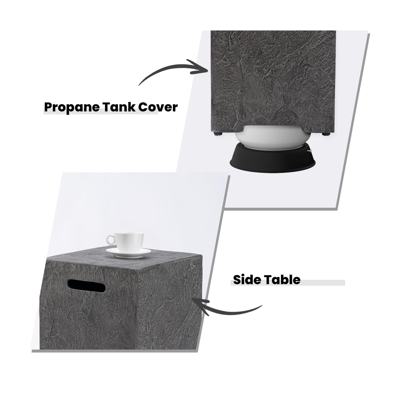MOALCOFER 16''Outdoor Hideaway Tank Table for Gas Fire Pits, Hides Standard 20lb Propane Tank Cover