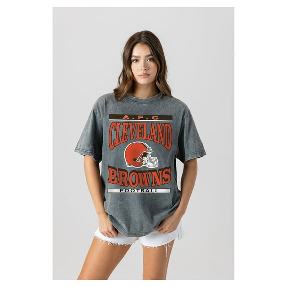 Women's Gameday Couture  Gray Cleveland Browns Oversized Classic Grind Washed T-Shirt