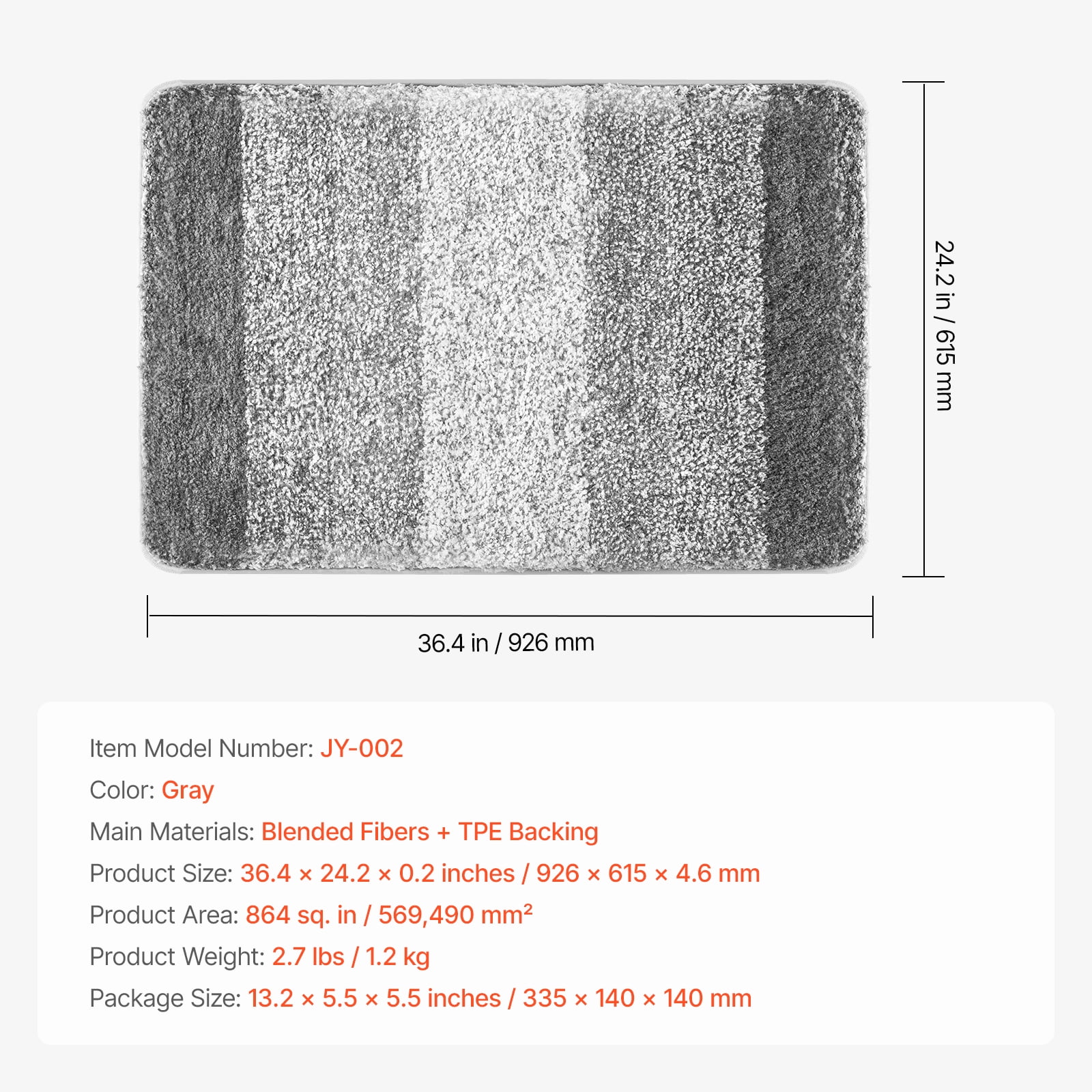 KFFKFF Bathroom Rugs 36"x24" Bath Mat, Highly Absorbent and Soft Microfiber Mat with Non-Slip TPE Backing, Machine Washable and Fast-Drying Bath Rugs for Bathroom, Tub, and Shower Floors