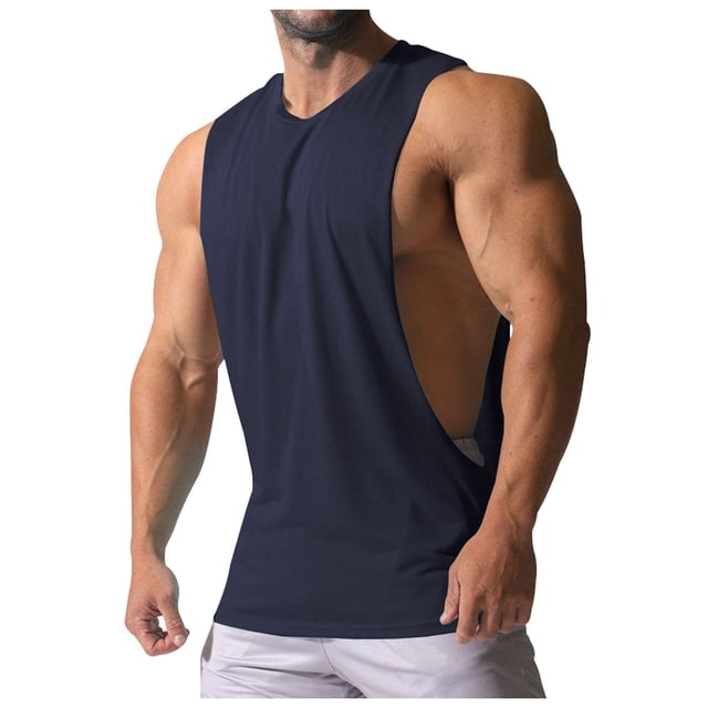 Men's Tank Top Muscle Men's Sports Casual Solid Color Men's Sleeveless Sweetheart T-shirtM