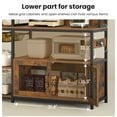 thumbnail image 5 of Bakers Rack with Power Outlet and LED Light, Coffee Bar with Coffee Pod Holder, Kitchen Microwave Stand with Storage Shelves, Cabinet, Wire Basket, 8 Hooks, Rustic Brown, 5 of 7