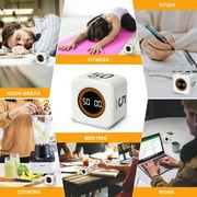 PULIVIA Visual Gravity Sensor Timer – Rotating Pomodoro Timer with Presets, LED Display, Rechargeable, Mute/Sound, Ideal for ADHD, Work, Kitchen – White