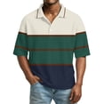 thumbnail image 2 of Dresfit Men's Golf Shirts Short Sleeve Waffle Knit Polo Shirts Summer 2026 Lapel Striped Shirt Color Block Collared Button Down Business Tops S, 2 of 6