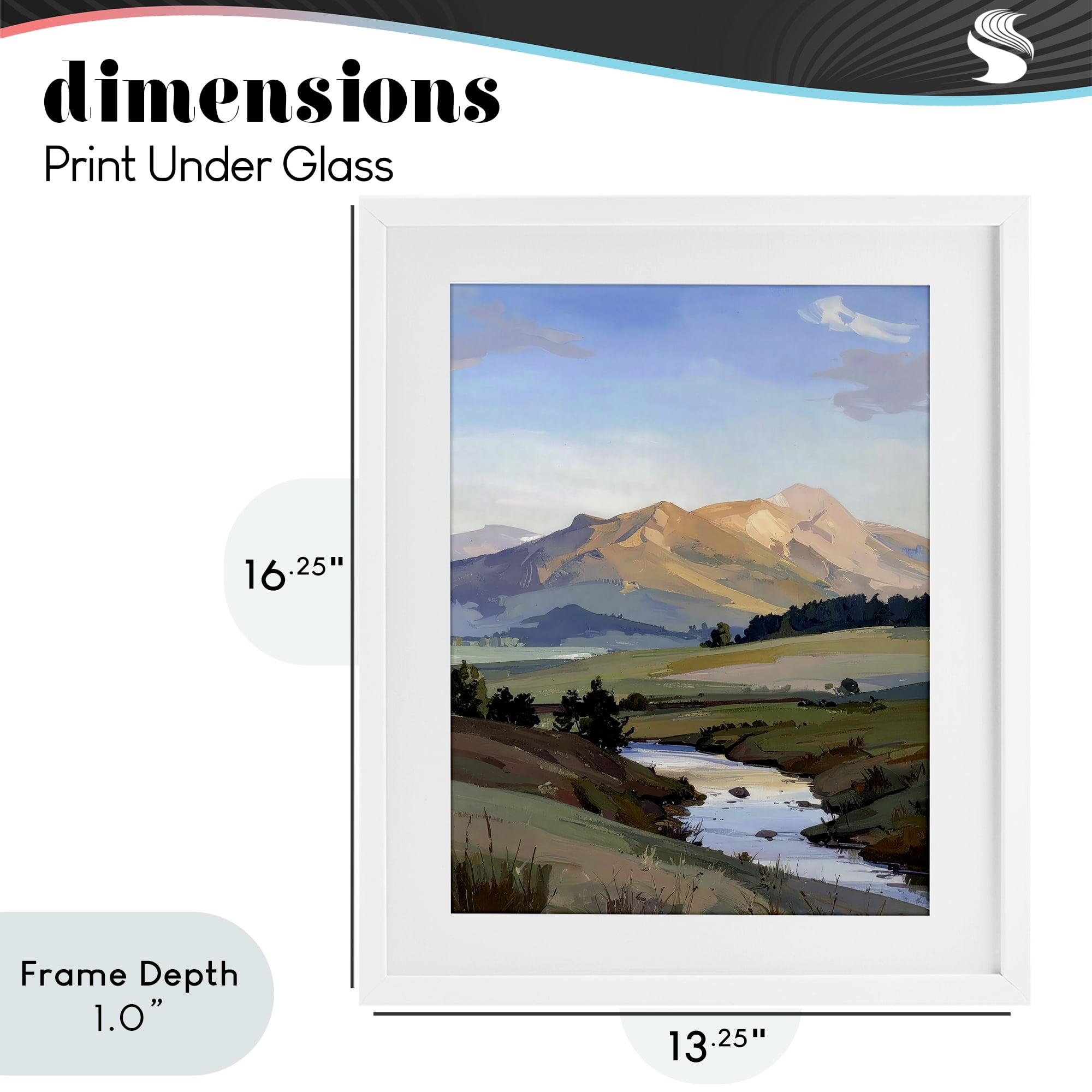 Stupell Industries Across The Valley River White Framed Print Under Glass, design by Alonza Saunders