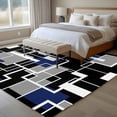 thumbnail image 4 of Navy Blue Black Geometric Area Rugs 5'x8', Washable Small Throw Rugs for Classroom Bedroom, Modern Color Block Abstract Indoor Outdoor Rug Non-Slip Low Pile Carpet Runner Reversible Floor Mats, 4 of 8