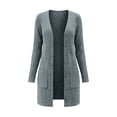 thumbnail image 5 of Feancey Ribbed Knit Open Front Cardigans for Women Mid Length Long Sleeve Loose Sweater Jacket Cozy Casual Knitted Cardigan Jackets with Pockets Light Blue S, 5 of 6