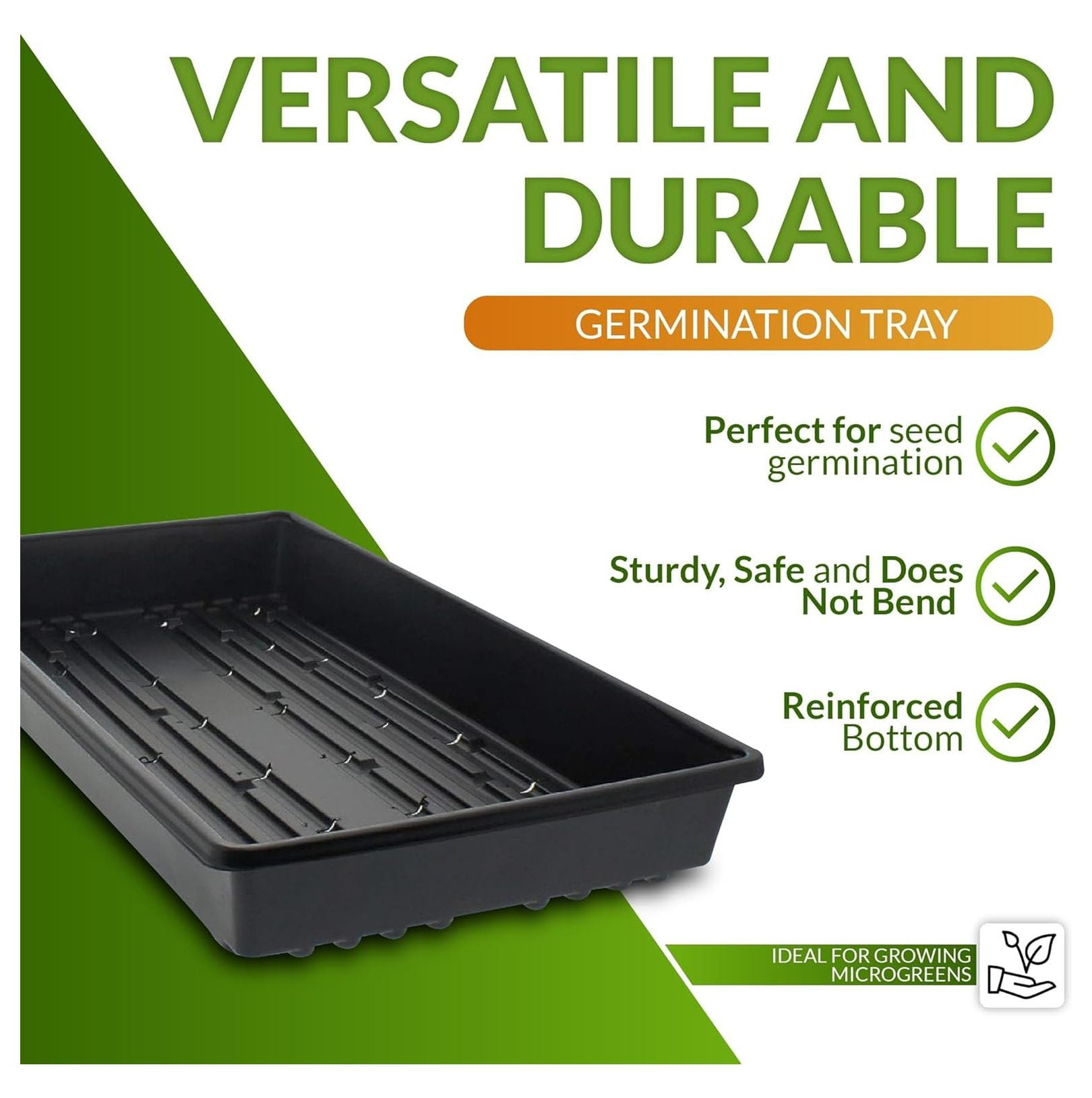 Microgreen Trays 10 Pack - 1020 Seed Starting Tray, Heavy Duty .88 Gauge, No Holes for Indoor Growing, Seedling Starter, Hydroponics