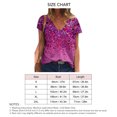 thumbnail image 5 of Camisa Floral de Manga Corta para Mujer Camiseta Floral Suelta de Moda Informal Suave con Cuello en V para Verano Rosa Rojo L, 5 of 5