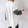 thumbnail image 4 of Baqcunre Women's Clothing, Women's Jacket Sequin Patchwork Long Sleeve Jacket Top Button Front Oversized Denim Shacket Valentines Day Gifts, 1Pc Blouse White 2XL, 4 of 7