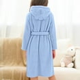thumbnail image 7 of Girls Fleece Robe with Pockets Bear Ear Hooded Flannel Bathrobe Kids Belted Soft Plush Fuzzy Pajamas Sleepwear (7 Years, Blue), 7 of 7