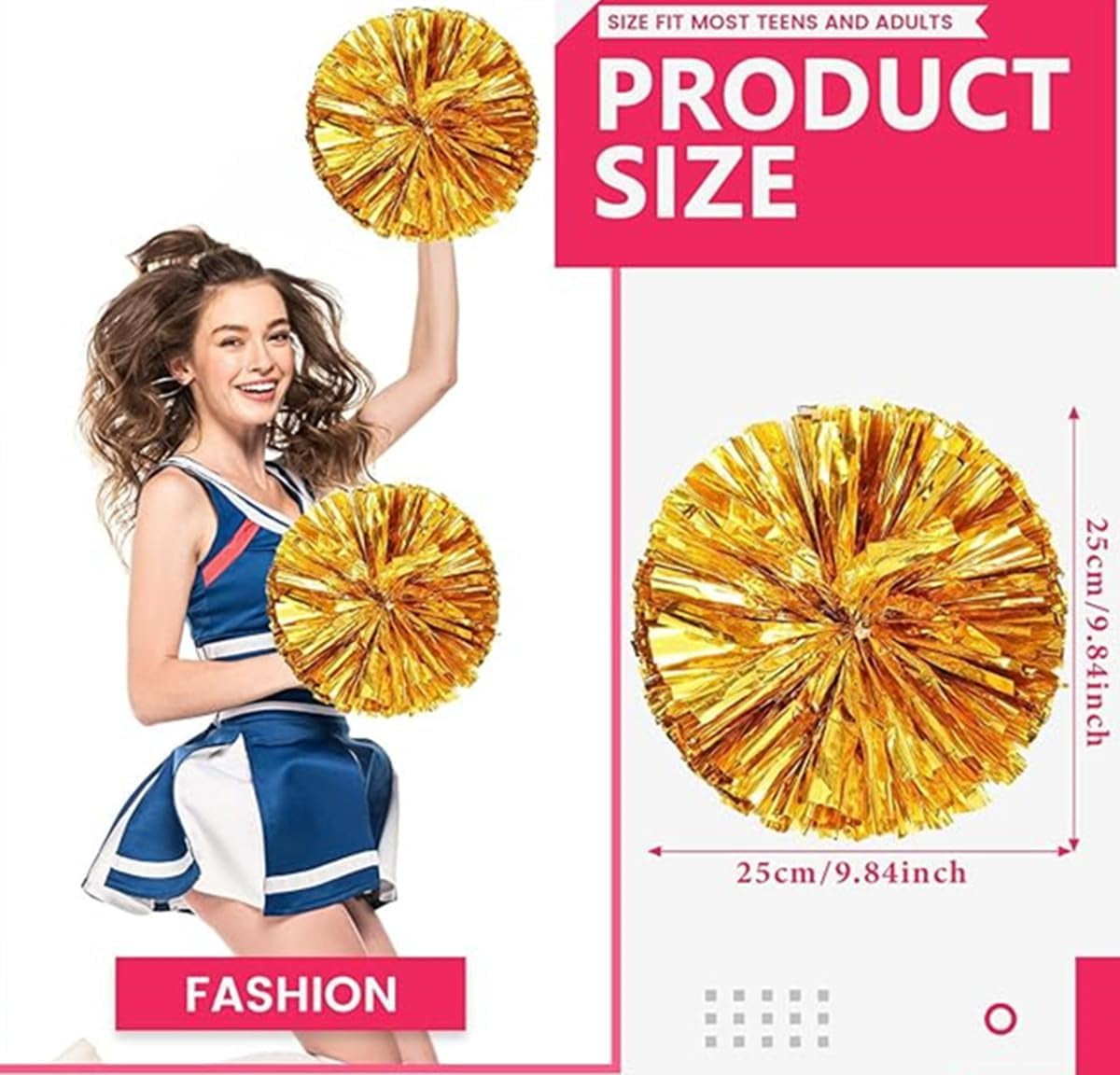 EONQY Plastic Cheerleading Poms, 4Pcs Super Cute Cheerleading pom poms Cheer Dance Pom Pom for Game, Sports, Aerobics