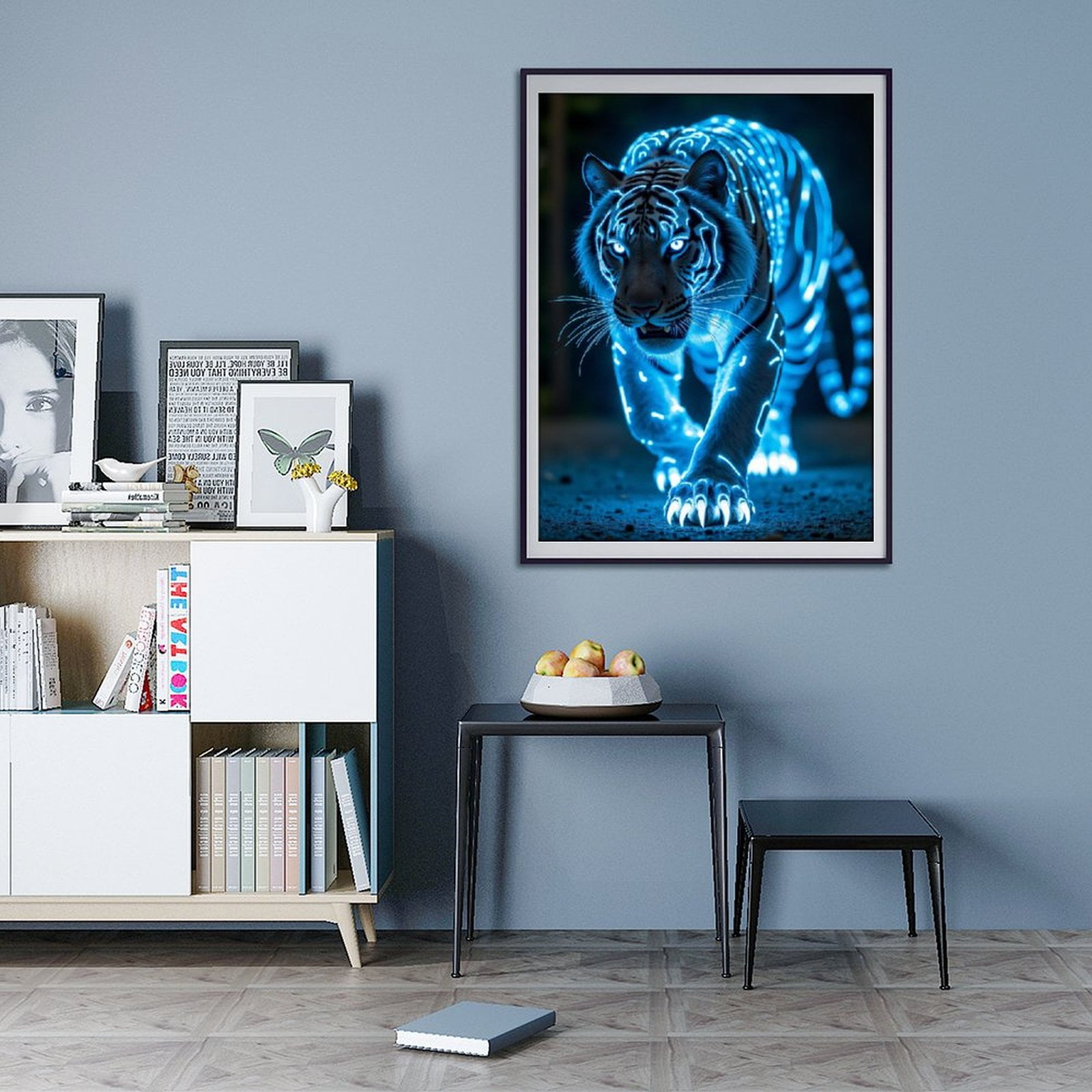 Diamond Art Kit for Adults, Neon Cyber Tiger Night Glow Diamond Painting for Adults Beginners, DIY Diamond Art Painting Kits, 5D Diamond Painting Crafts for Home Decor 12x16 Frameless