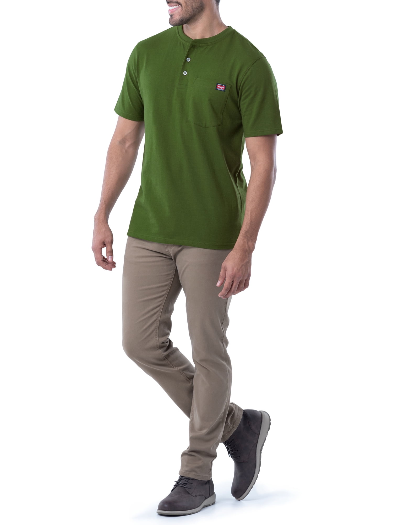 Wrangler Workwear Men's Short Sleeve Pocket Henley Tee