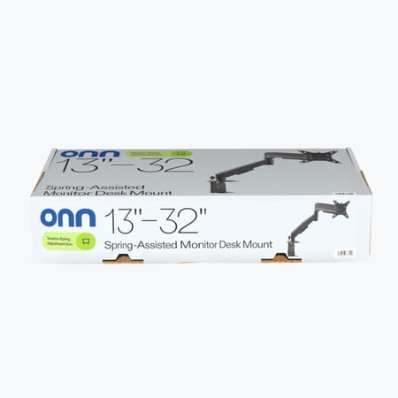 ONN SPRING ASSISTED DESK MOUNT FOR 13″ TO 32″ MONITORS/TVS, 3X LOAD TESTED, HOLDS UP TO 19.8 LBS.