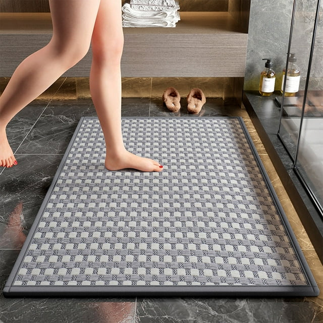 Alfombra de baño antideslizante, absorbente, 1 tapete de 43 x 61 cm, de secado rápido y lavable a máquina, ideal para ducha y entrada de dormitorio. Aestivo | Gris | AESTIVO