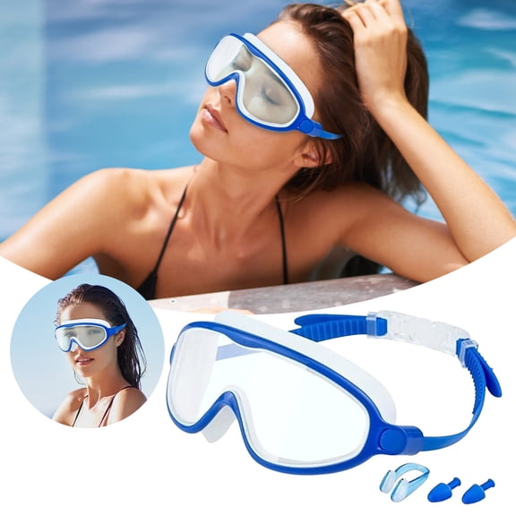 Swimming Goggles Set with Nose Clip and Ear Plugs - Swim Accessories for Adults