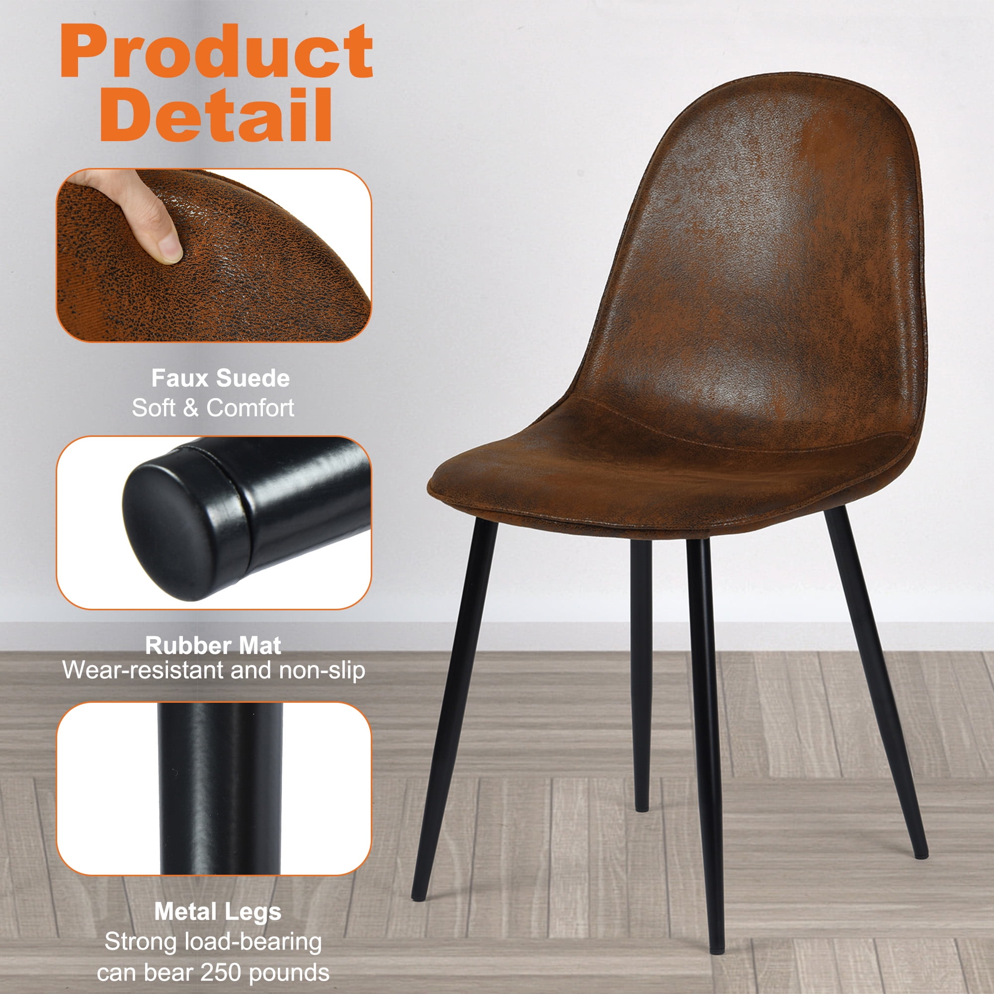 Homy Casa Set of 4 Modern Dining Chairs Upholstered Side Chairs with Ergonomic Curved Back and Durable Metal Legs for Family Gathering Dining Room Kitchen and Apartment