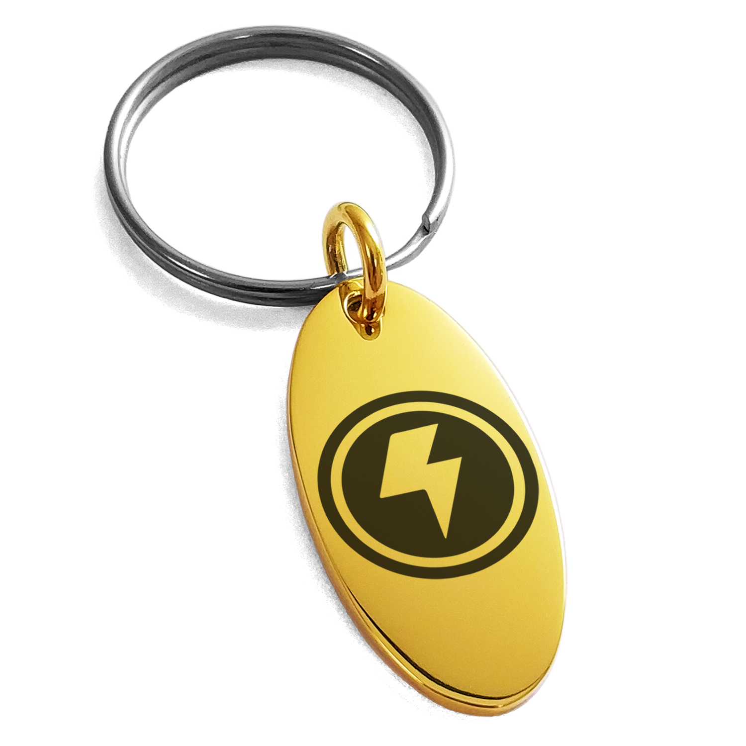 Stainless Steel Electric Element Rune Engraved Small Oval Charm