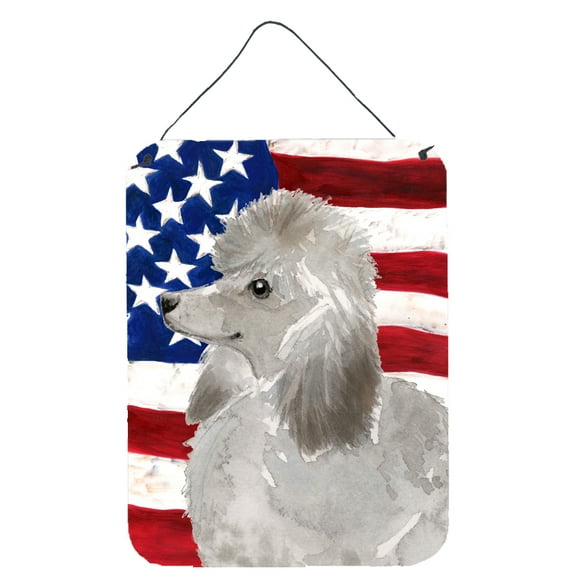 Grey Standard Poodle Patriotic Wall or Door Hanging Prints
