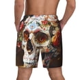 thumbnail image 2 of Lsque Mens Swim Trunks Rose Floral Skull Pattern - Bathing Suit Compression Liner - Beach Swim Shorts Swimwear - (S-3XL) - Stretch Quick Dry -Large, 2 of 9