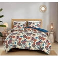 thumbnail image 2 of Chezmoi Collection Azura 3-Piece Floral Comforter Set King, Multicolor Blue Red Orange Cream Printed Microfiber Lightweight Bedding Set for All season, 2 of 9