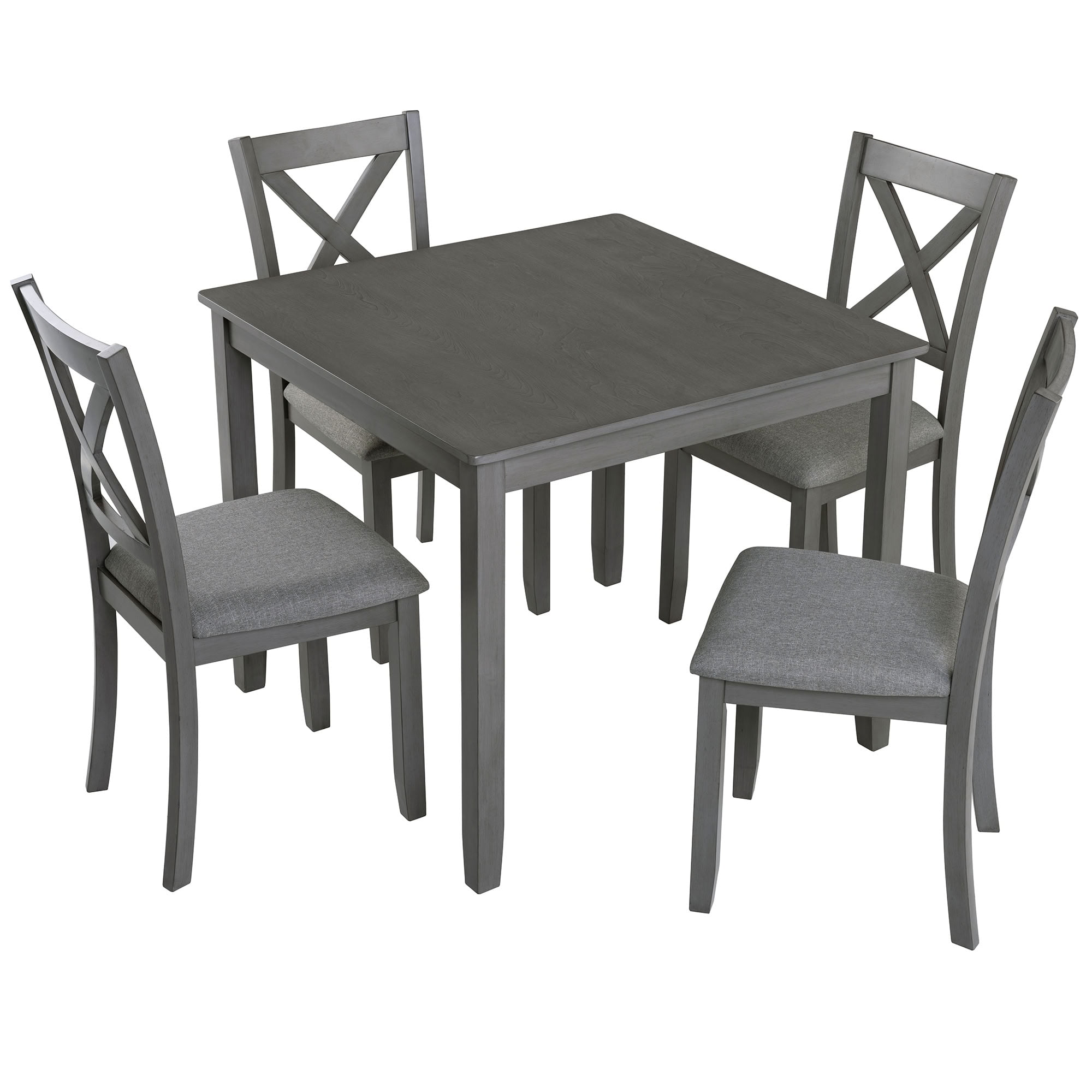 MAYEERTY 5-Piece Wooden Dining Table and Chairs Set for 4, Upholstered Dining Set with Water-Oil Resistant Tabletop for Kitchen Dining Room