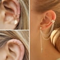 thumbnail image 4 of Cheers US 7 Pcs/Set Ear Ear Cuff for Women, Fake Cartilage Earrings Set Wave Cuff Earrings Helix Wrap Ear Clip Tassel Threader Earrings, 4 of 7