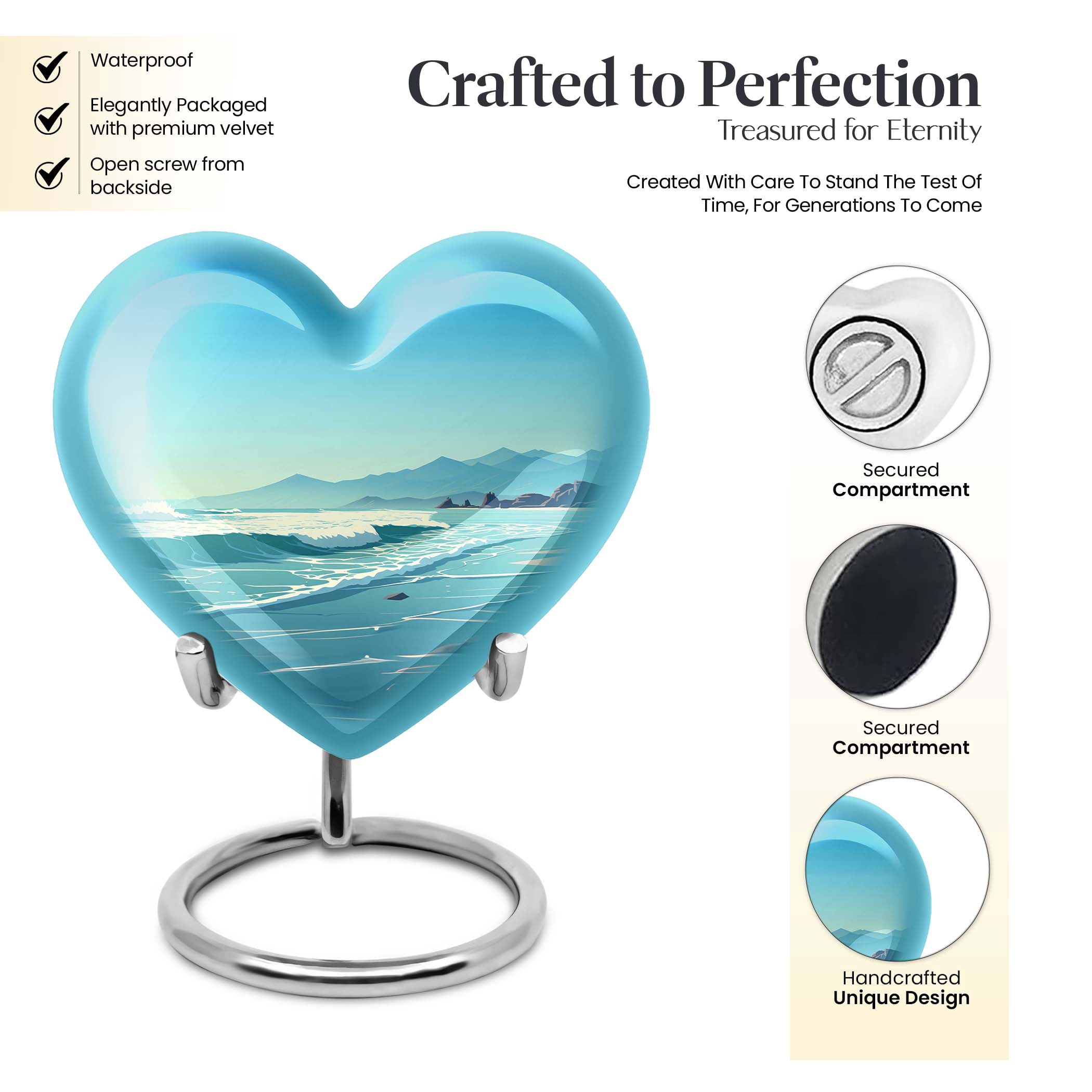 Serene Beachside Mountains Small Sunset Urns, Keepsake Urns For Human Ashes, Urn For Ashes For Women, Decorative Urns For Men Ashes, Burial Urns For Human Ashes, Miniature Urn 3 Inch, Pack Of 1