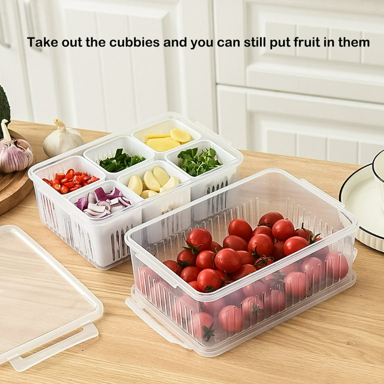 RUseeN Snackle Box Container, Divided Serving Tray with Lid with 6  Compartments Snackle Box Charcuterie Container Fridge Organizer for Veggie  Portion Control Container leftover Keeper Meal Prep 