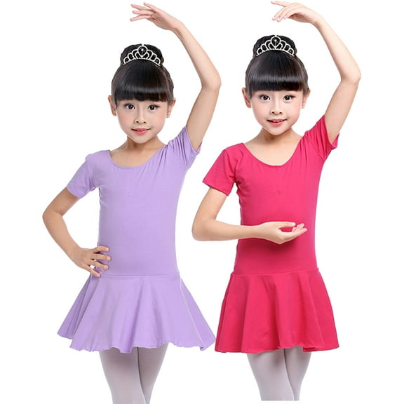 HAOYUNL Young Kids Girls Short Sleeve Leotards for Girls//Girls Dance Dress//Girls Dance Costume//Dance Skirt//Dance Outfit//Short Sleeve Leotard/