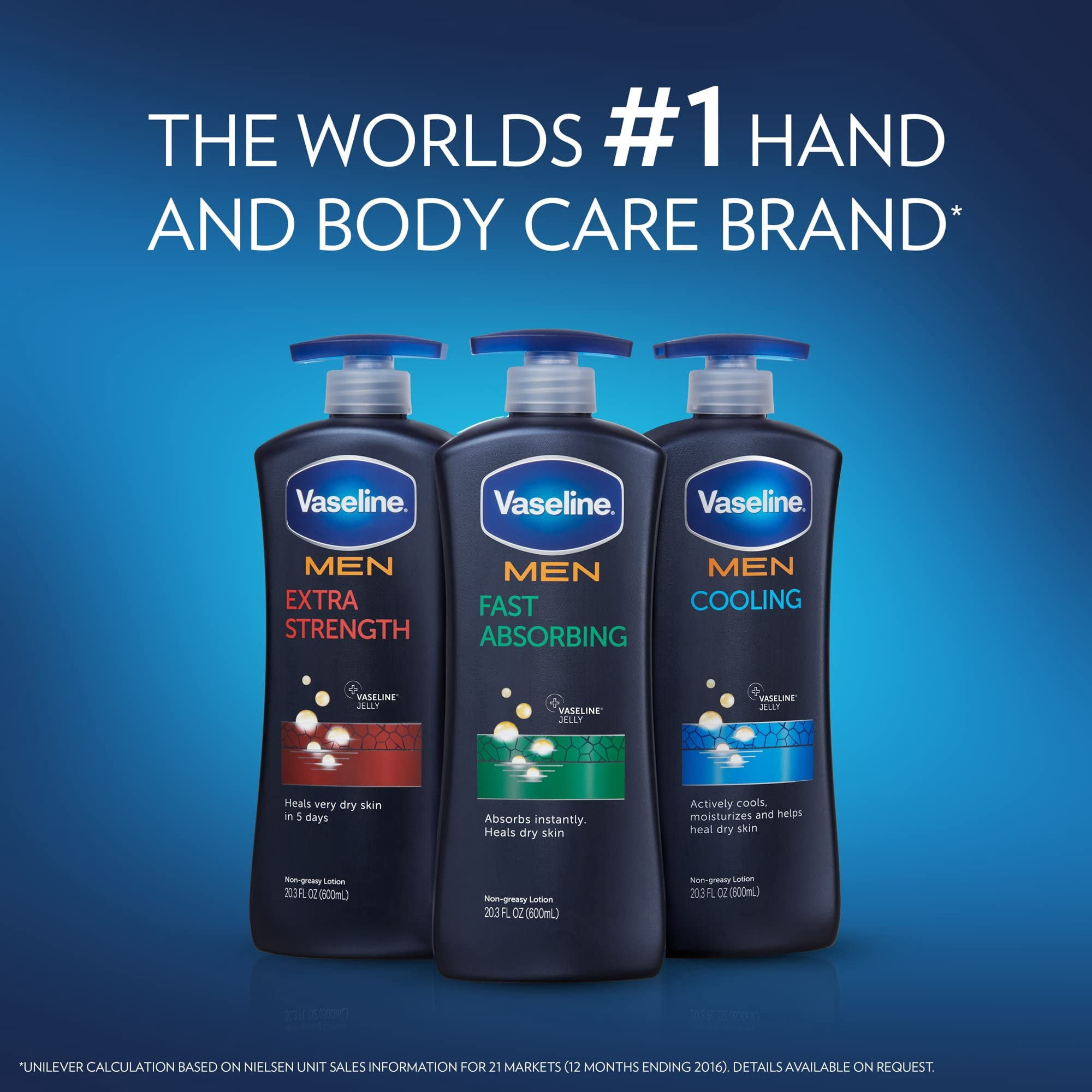 Vaseline Men Body & Face Lotion, Extra Strength, 10 fl oz - 2pc