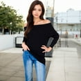 thumbnail image 6 of Women's Off-Shoulder Ribbed Knit Sweater with Long Sleeves - Medium, Black, 6 of 6