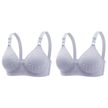 LUOGENLI Women Bras No Underwire Front Closure Slightly Women Casual Adjustable Breathable Top Bra Underwear without Steel Ring Gathering and Adjusting Bra 2Pcs Women Bralette Set 44