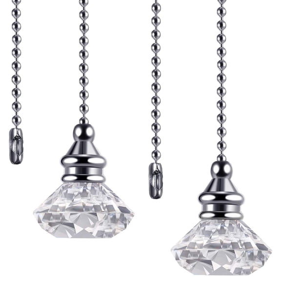 2 Pcs Crystal Pull Chains Ceiling Fan Chain Extension Pendant 50cm Extender Ornament